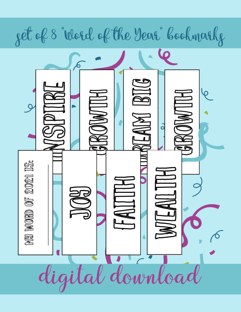 Word of the Year Bookmark PDF for Readers