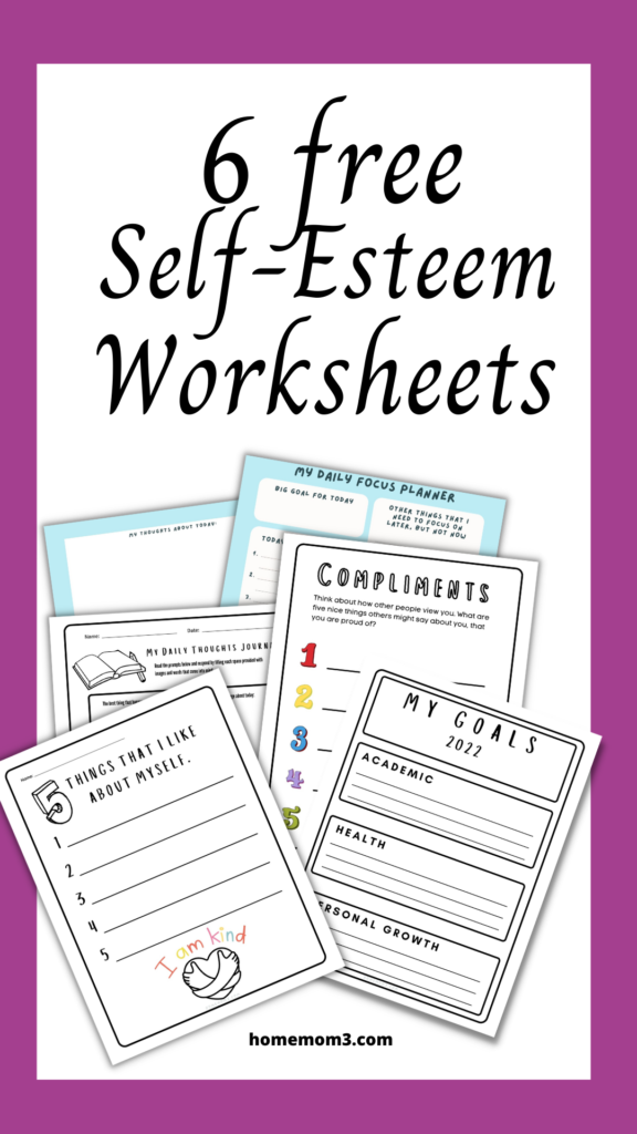 6 self-esteem worksheets